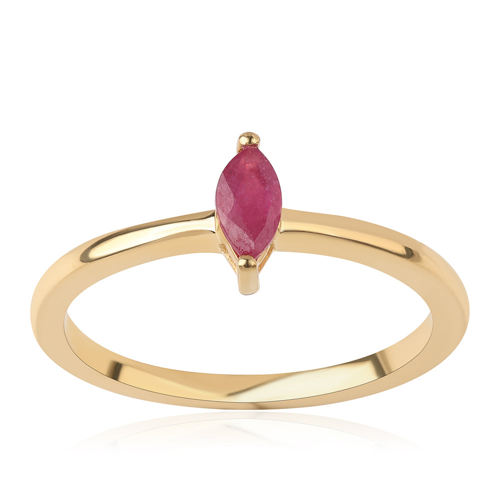 Anel de Prata com Banho de Ouro com Rubi de Moçambique