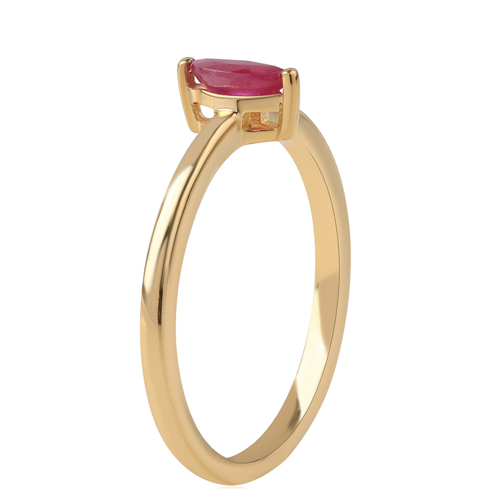 Anel de Prata com Banho de Ouro com Rubi de Moçambique