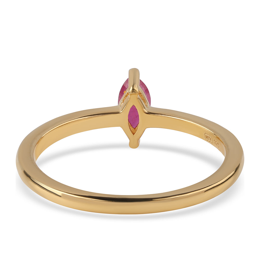 Anel de Prata com Banho de Ouro com Rubi de Moçambique 3 