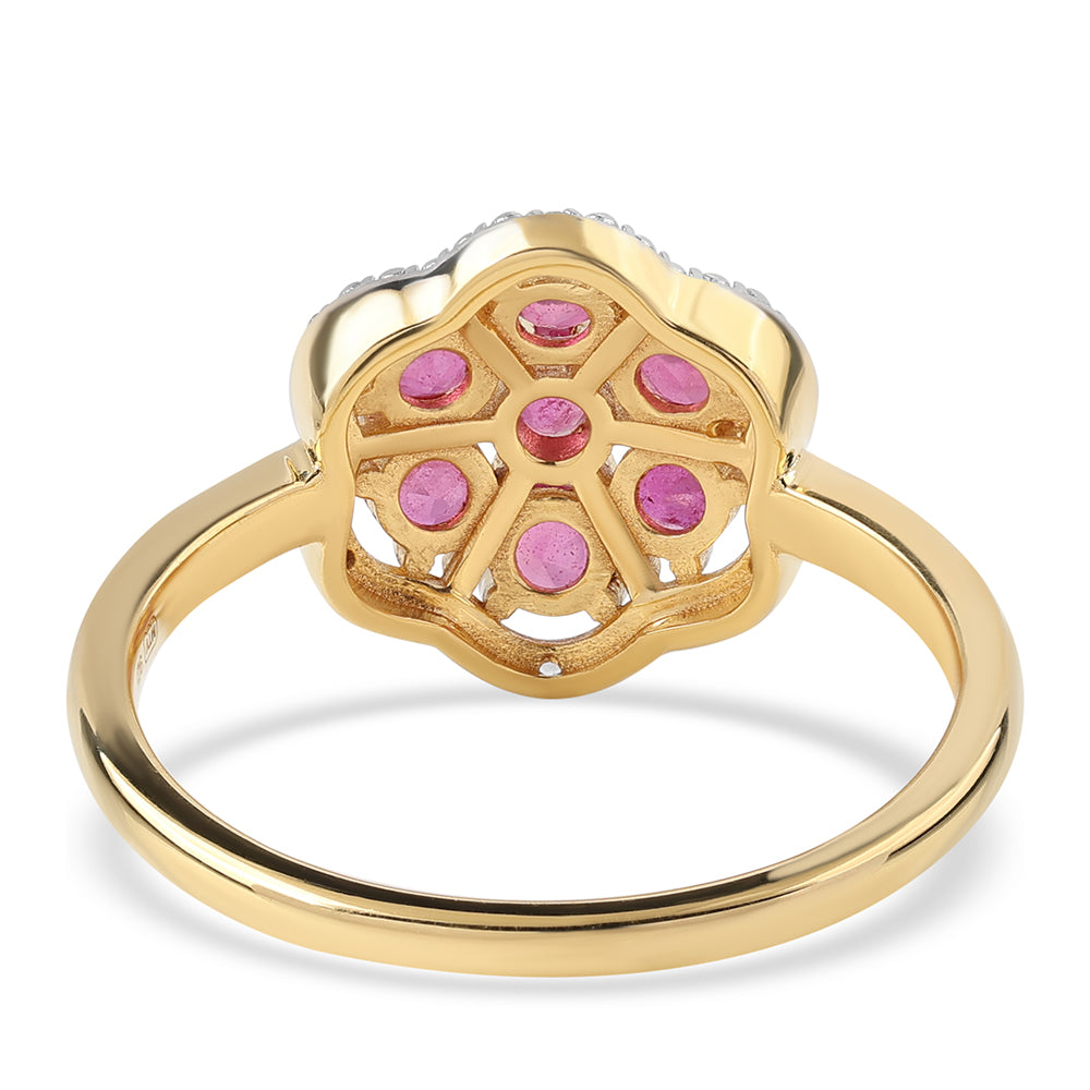 Anel de Prata com Banho de Ouro com Rubi de Moçambique e Topázio Branco 3 