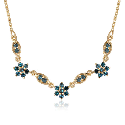 Colar de Prata com Banho de Ouro com Diamante Azul  Contraste: Cabeca de Veado (800)