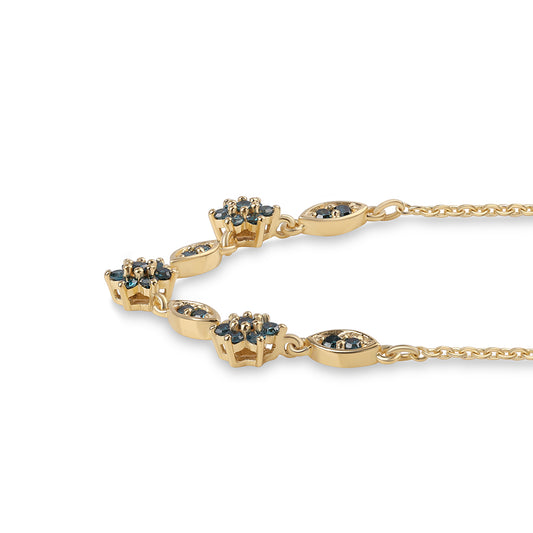Colar de Prata com Banho de Ouro com Diamante Azul  Contraste: Cabeca de Veado (800)