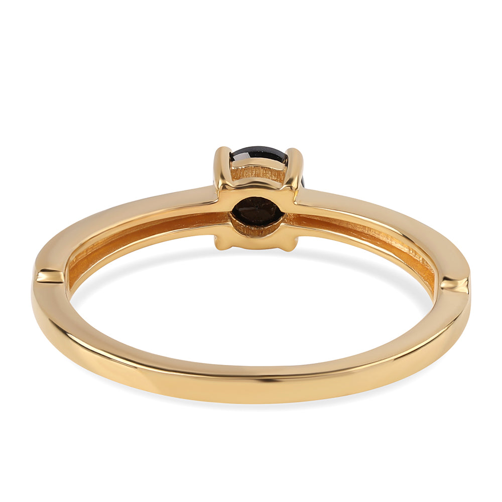 Anel de Prata com Banho de Ouro com Espinela Preta 3 