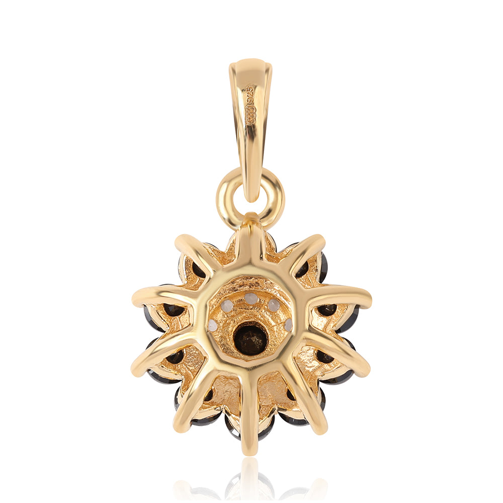 Pendente de Prata com Banho de Ouro com Espinela Preta e Topázio Branco
