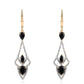 Brincos de Prata com Banho de Ouro com Espinela Preta e Topázio Branco