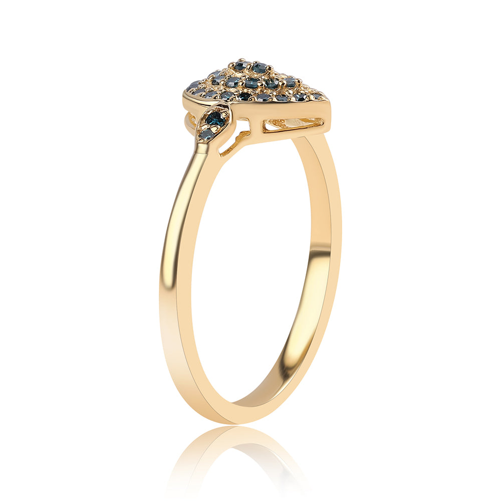 Anel de Prata com Banho de Ouro com Diamante Azul 2 