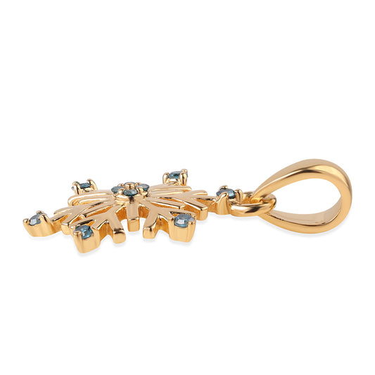 Pendente de Prata com Banho de Ouro com Diamante Azul