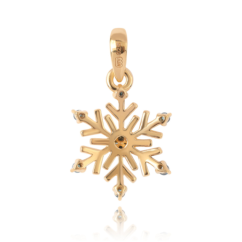 Pendente de Prata com Banho de Ouro com Diamante Azul 3 