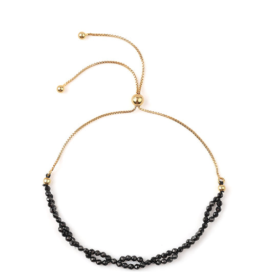 Pulseira de Prata com Banho de Ouro com Espinela Preta