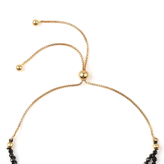 Pulseira de Prata com Banho de Ouro com Espinela Preta