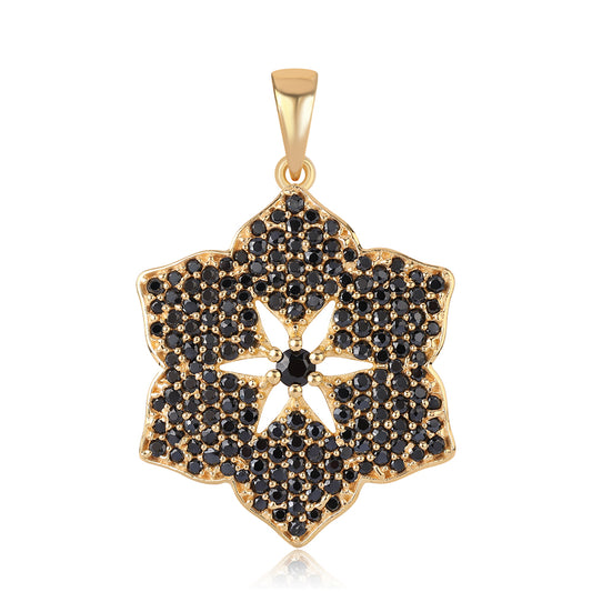 Pendente de Prata com Banho de Ouro com Espinela Preta
