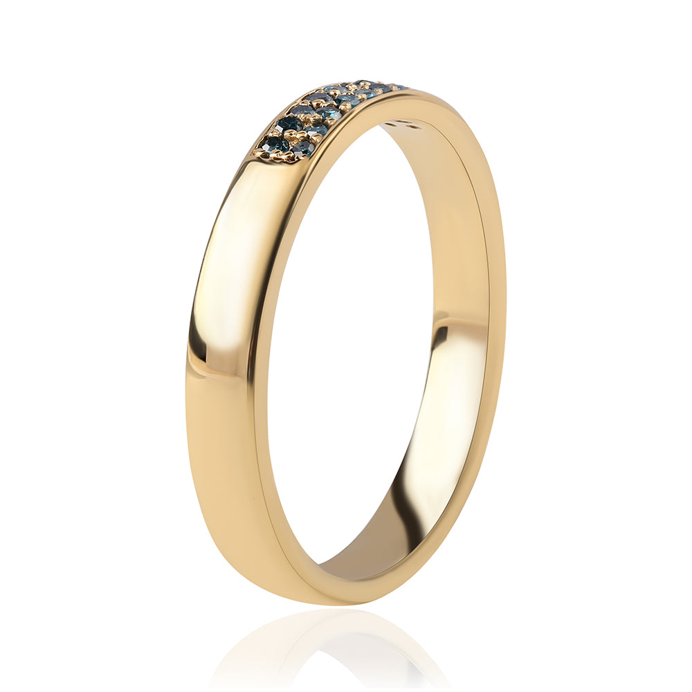 Anel de Prata com Banho de Ouro com Diamante Azul  Contraste: Cabeca de Veado (800) 3 
