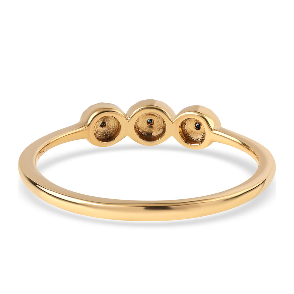 Anel de Prata com Banho de Ouro com Diamante Azul 3 