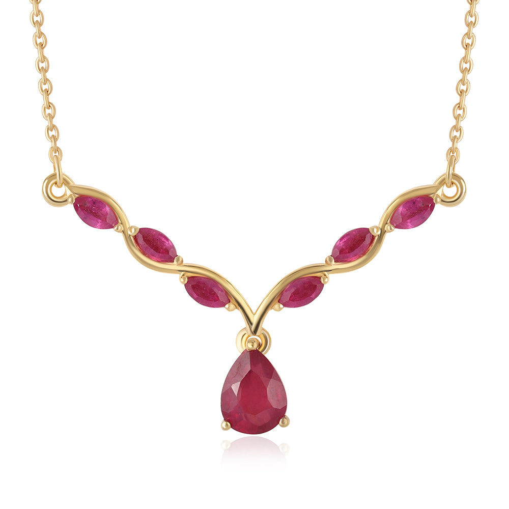 Colar de Prata com Banho de Ouro com Rubi de Moçambique  Contraste: Cabeca de Veado (800) 1 