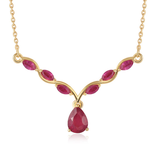 Colar de Prata com Banho de Ouro com Rubi de Moçambique  Contraste: Cabeca de Veado (800)