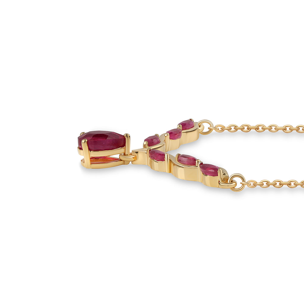 Colar de Prata com Banho de Ouro com Rubi de Moçambique  Contraste: Cabeca de Veado (800) 2 