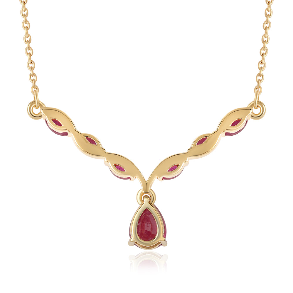 Colar de Prata com Banho de Ouro com Rubi de Moçambique  Contraste: Cabeca de Veado (800)