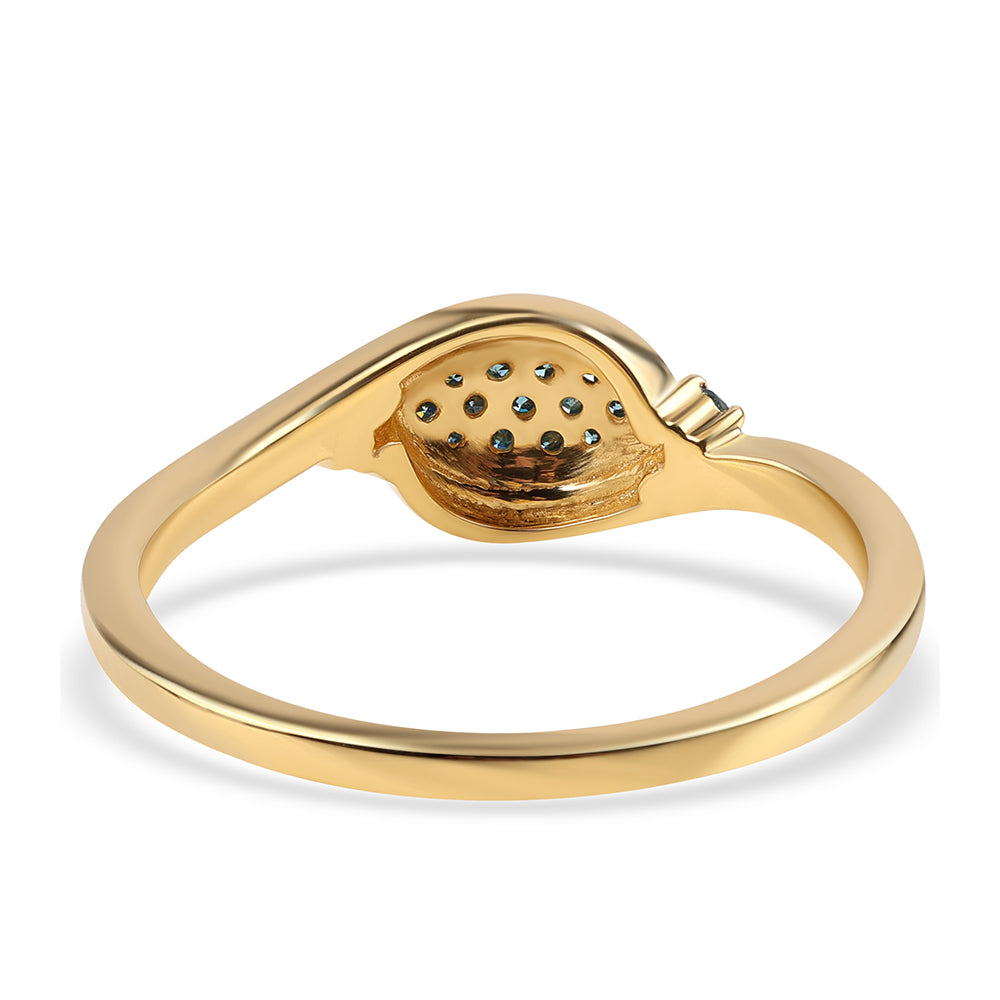 Anel de Prata com Banho de Ouro com Diamante Azul 3 