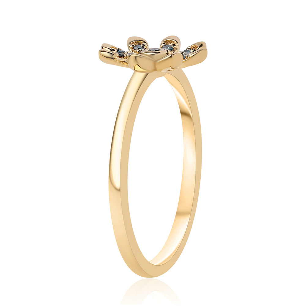 Anel de Prata com Banho de Ouro com Diamante Azul 2 