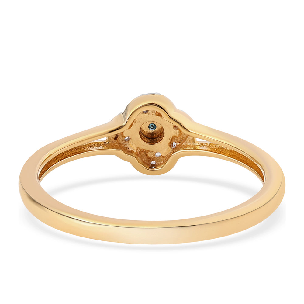 Conjunto de Prata com Banho de Ouro com Diamante Azul e Topázio Branco ( Brincos+Anel+Pendente )  Contraste: Cabeca de Veado (800) 4 