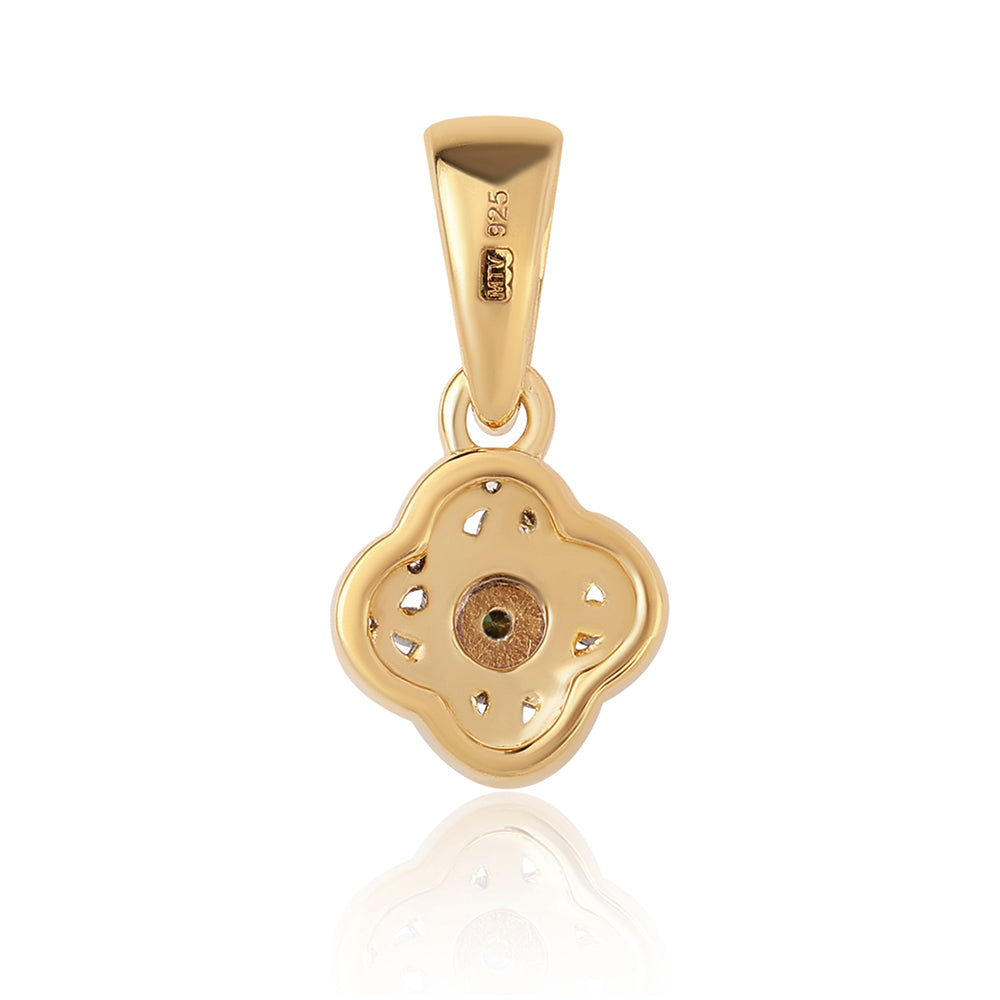 Conjunto de Prata com Banho de Ouro com Diamante Azul e Topázio Branco ( Brincos+Anel+Pendente )  Contraste: Cabeca de Veado (800)