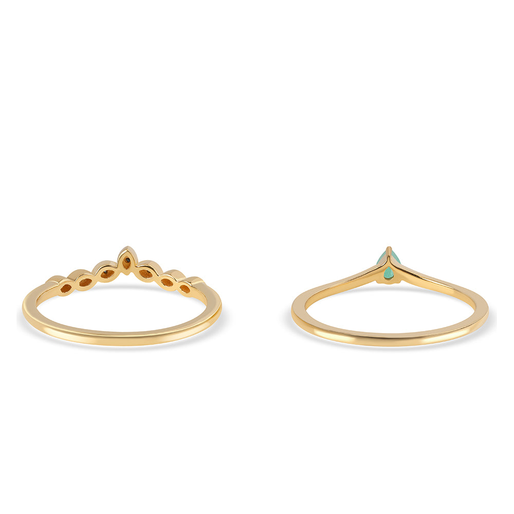 Conjunto de Prata com Banho de Ouro com Diamante Azul e Esmeralda do Brasil ( Anel )  Contraste: Cabeca de Veado (800)