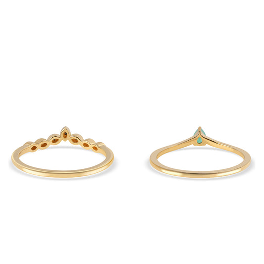 Conjunto de Prata com Banho de Ouro com Diamante Azul e Esmeralda do Brasil ( Anel )  Contraste: Cabeca de Veado (800)