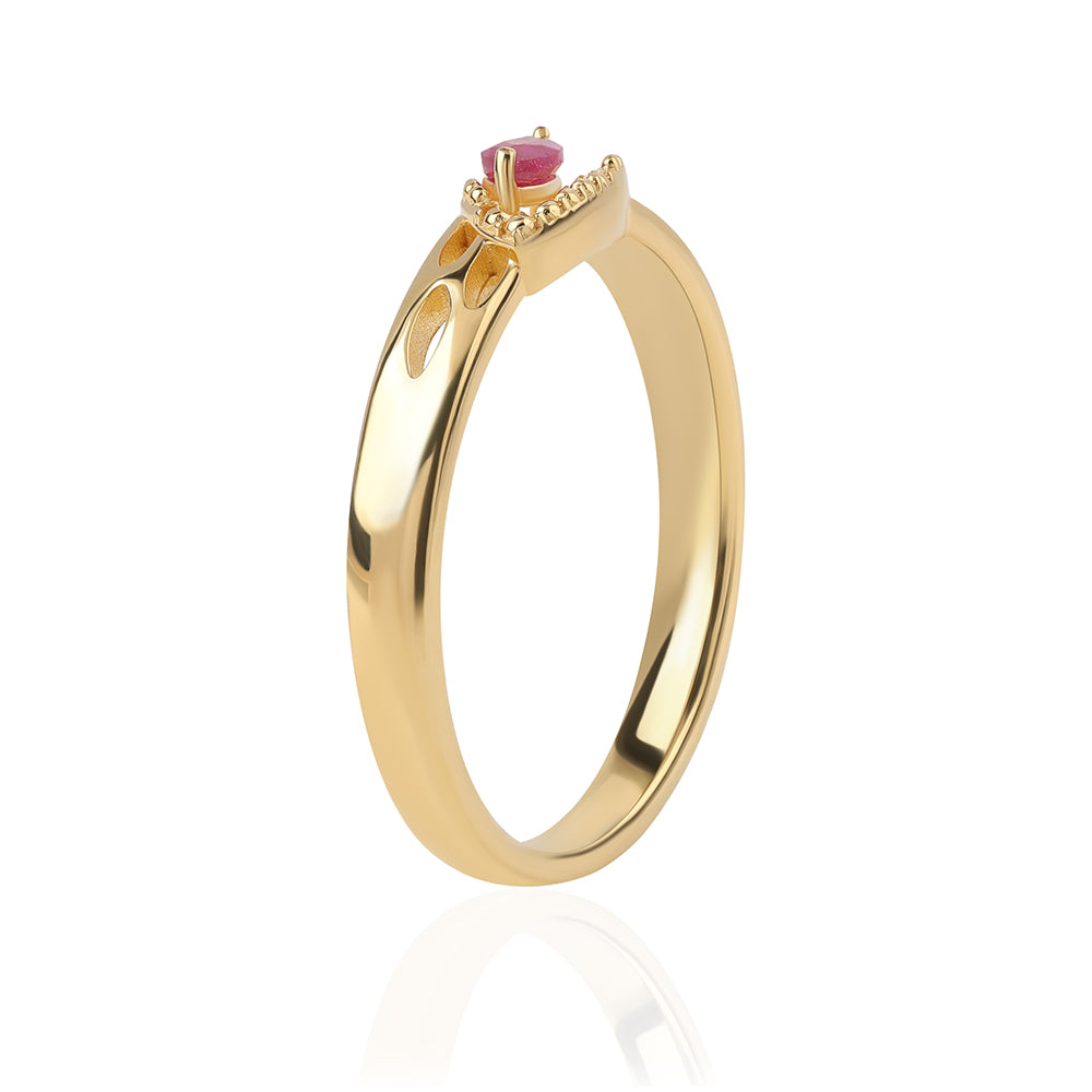 Anel de Prata com Banho de Ouro com Rubi de Moçambique 2 