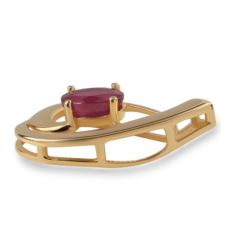 Pendente de Prata com Banho de Ouro com Rubi de Moçambique 2 