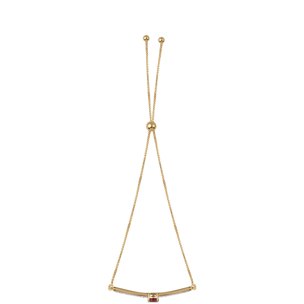 Pulseira de Prata com Banho de Ouro com Rubi de Moçambique e Topázio Branco 3 