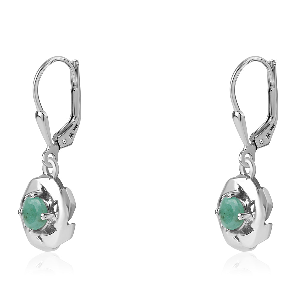 Brincos de Prata com Esmeralda do Brasil 2 