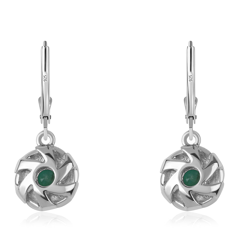 Brincos de Prata com Esmeralda do Brasil
