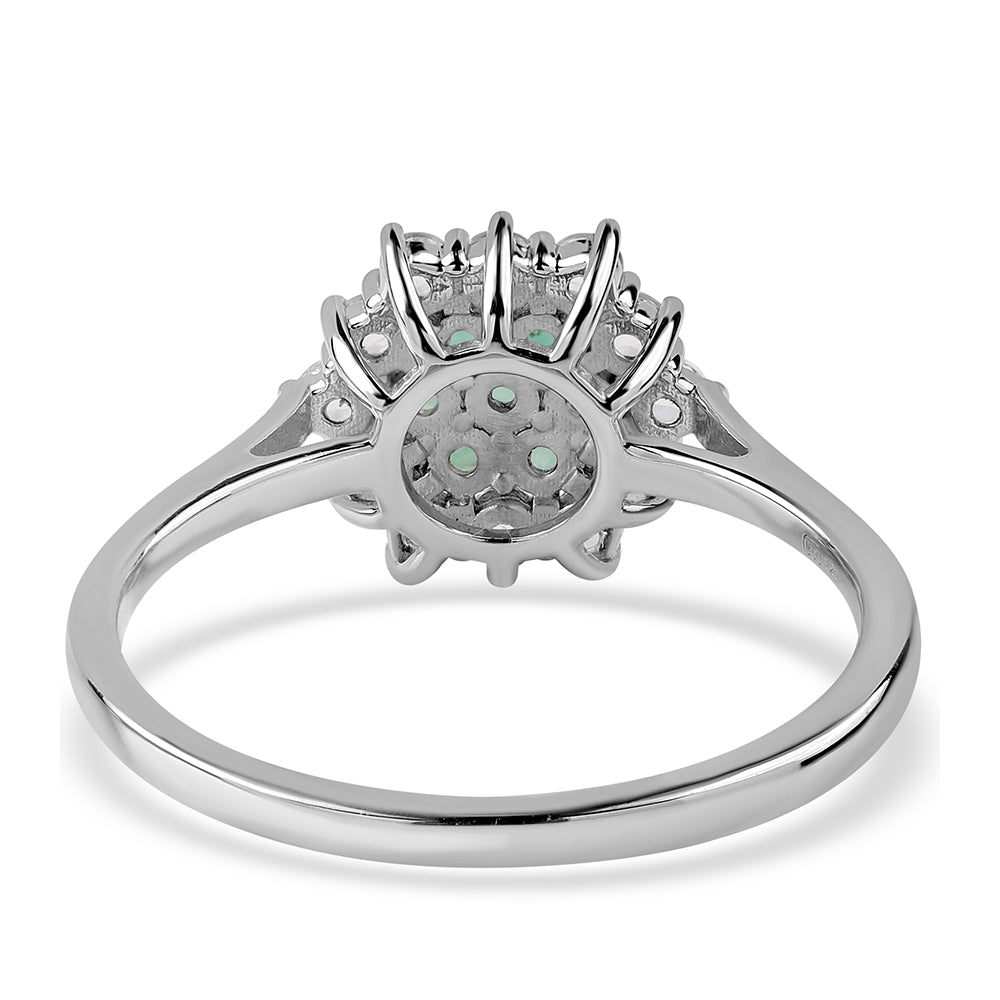 Anel de Prata com Esmeralda do Brasil e Topázio Branco 6 