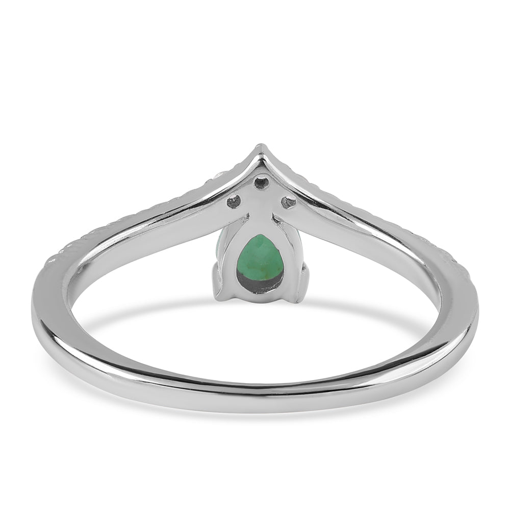 Anel de Prata com Esmeralda do Brasil e Topázio Branco