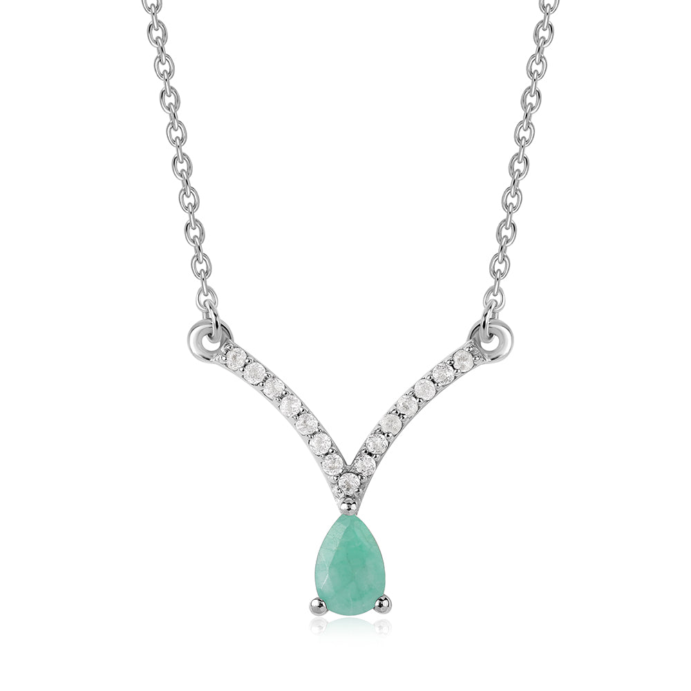 Colar de Prata com Esmeralda do Brasil e Topázio Branco 1 