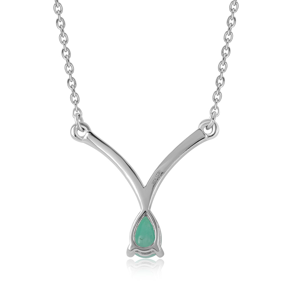 Colar de Prata com Esmeralda do Brasil e Topázio Branco