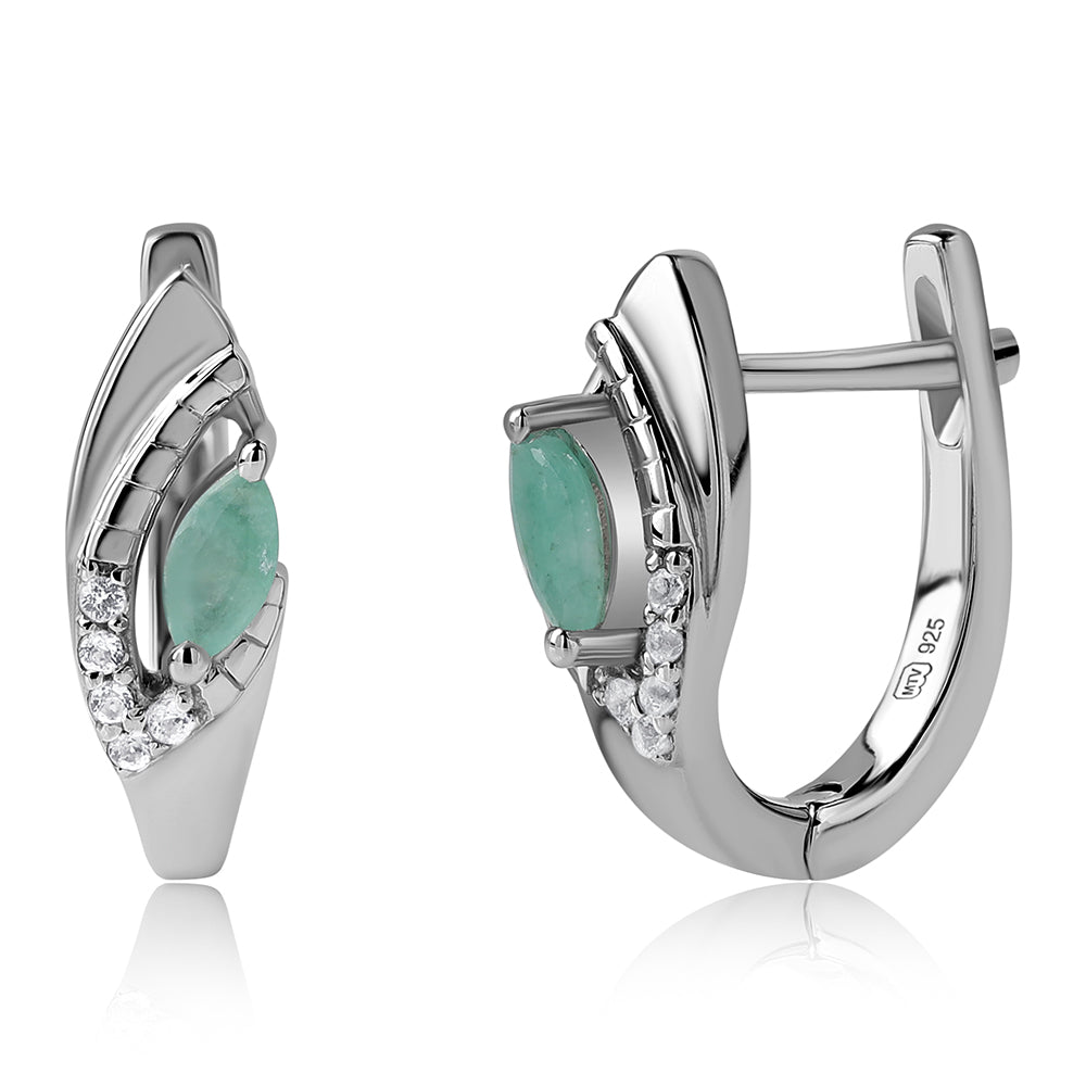 Brincos de Prata com Esmeralda do Brasil e Topázio Branco 1 