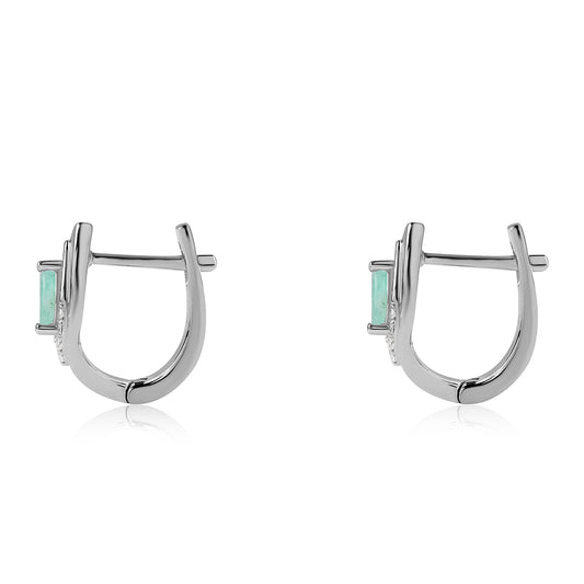 Brincos de Prata com Esmeralda do Brasil e Topázio Branco