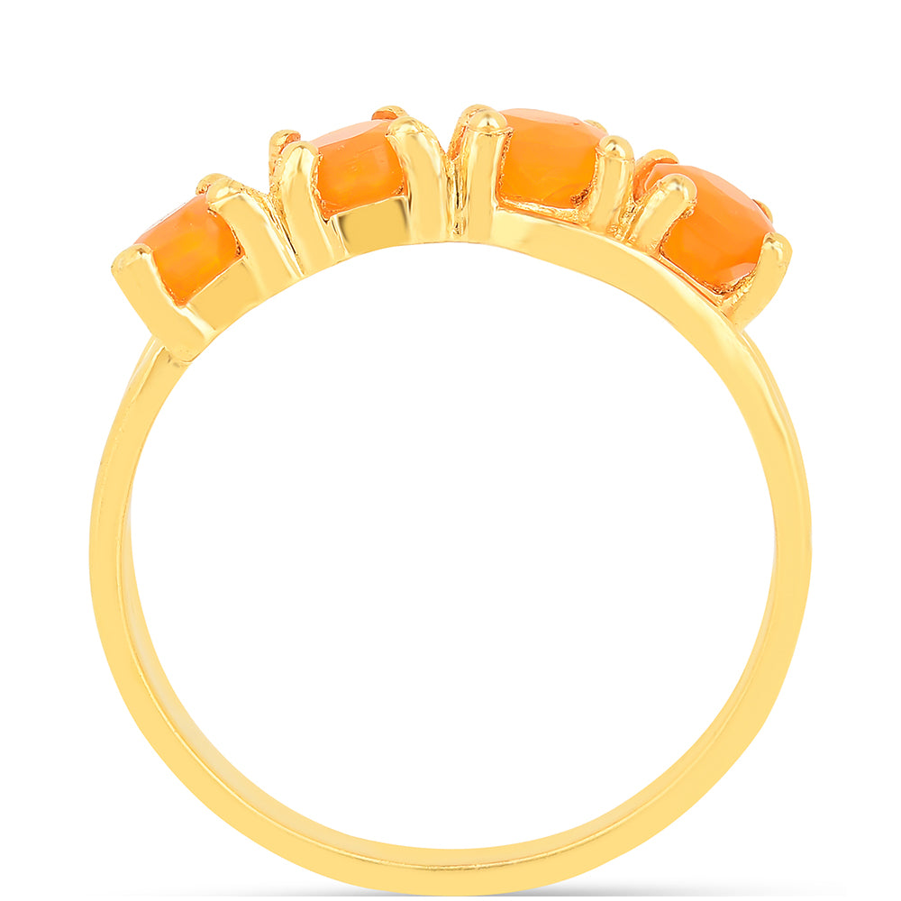 Anel de Prata com Banho de Ouro com Opala Fogo 3 