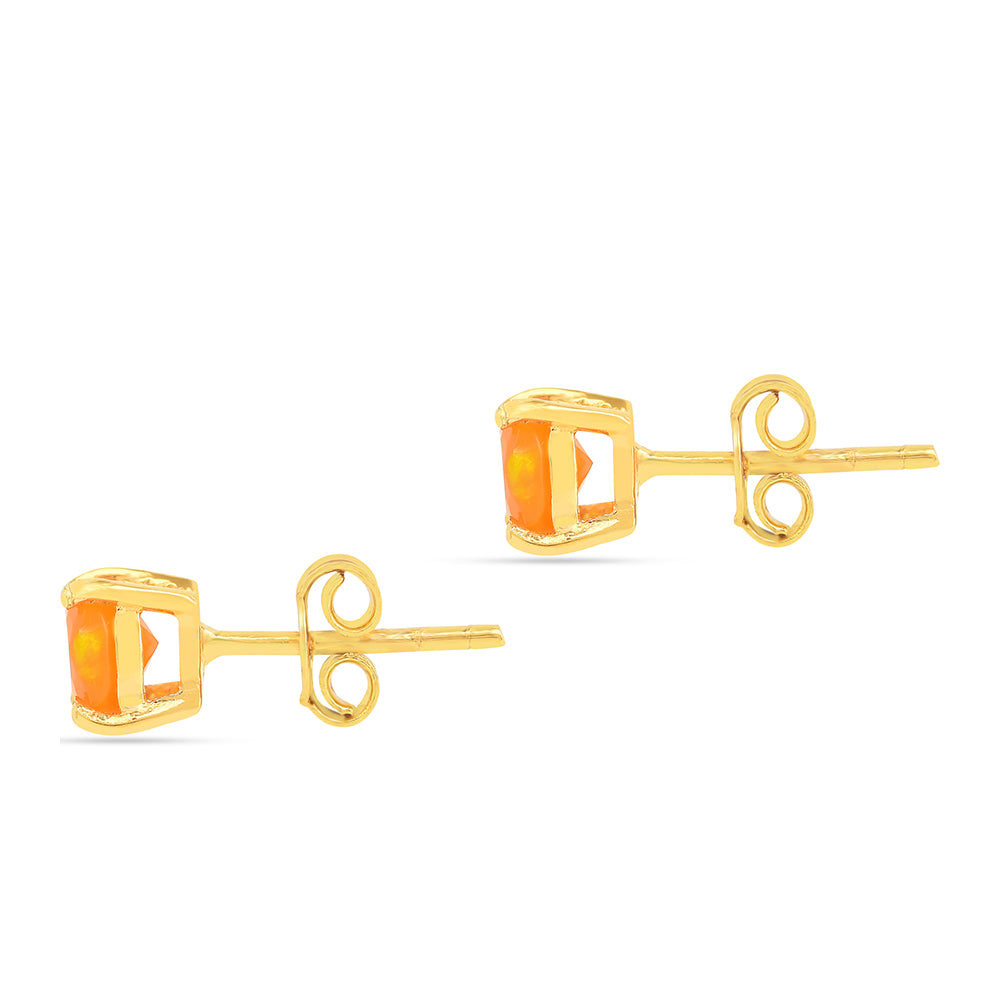 Brincos de Prata com Banho de Ouro com Opala Fogo 2 