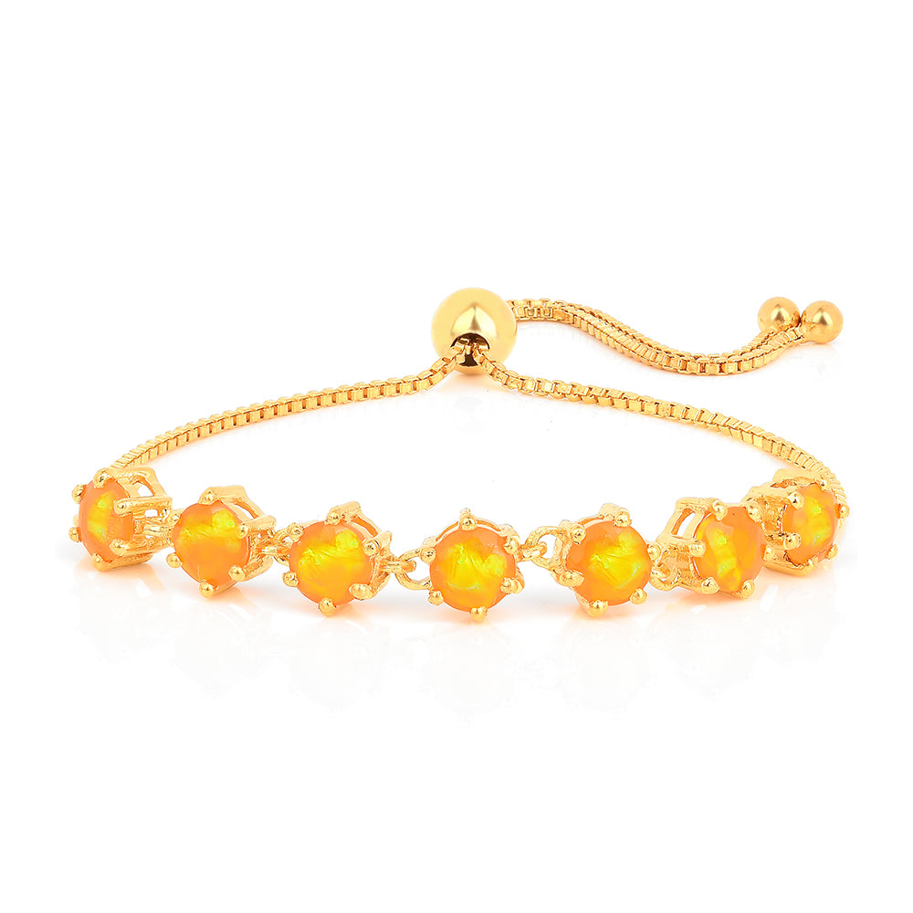 Pulseira de Prata com Banho de Ouro com Opala Fogo  Contraste: Cabeca de Veado (800) 1 