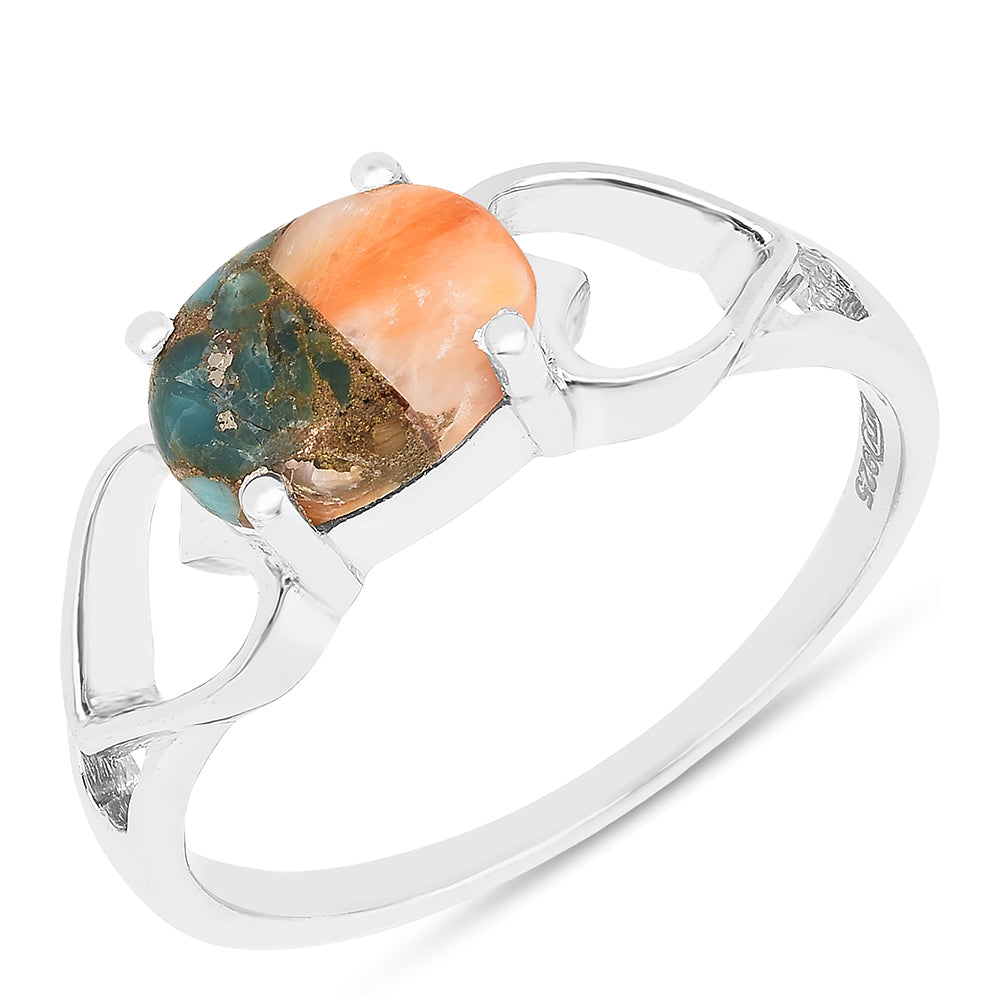 Anel de Prata com Ostra Turquesa 2 