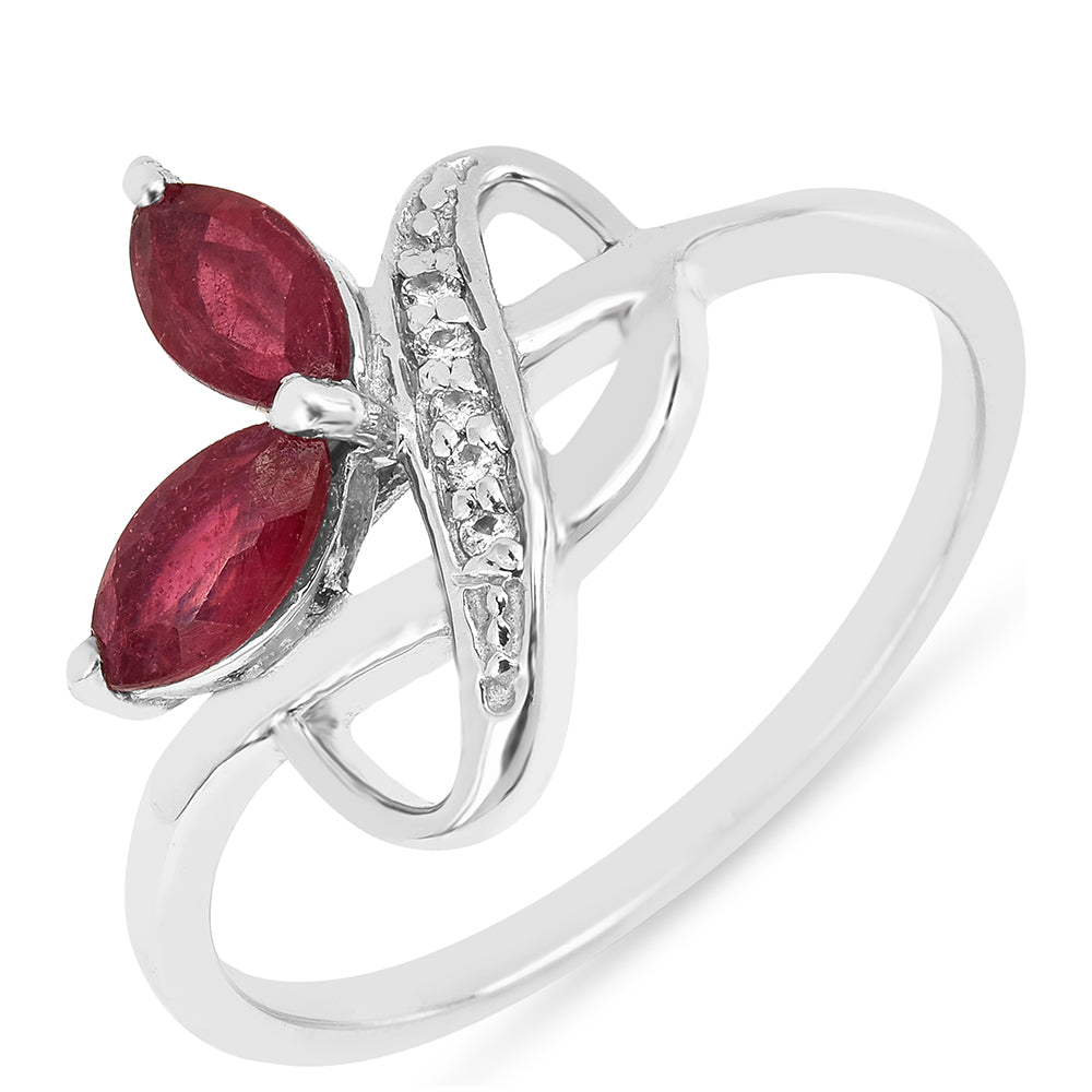 Anel de Prata com Rubi da Tailândia e Zircão Branco 1 