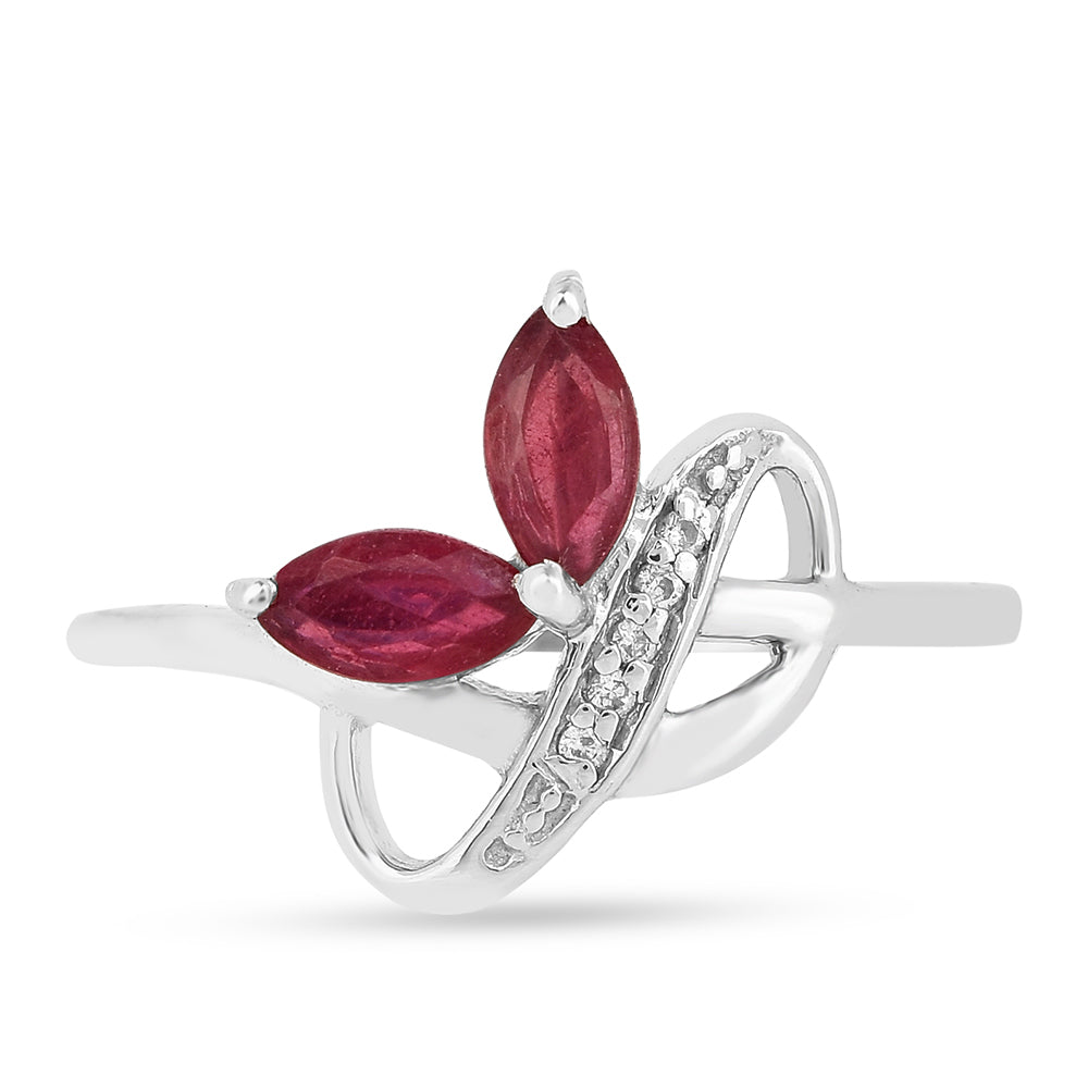 Anel de Prata com Rubi da Tailândia e Zircão Branco 2 
