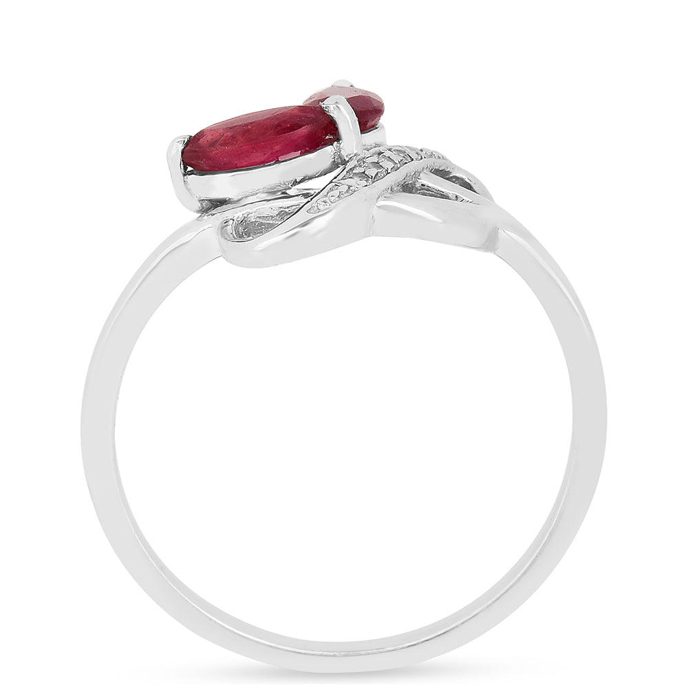 Anel de Prata com Rubi da Tailândia e Zircão Branco 3 