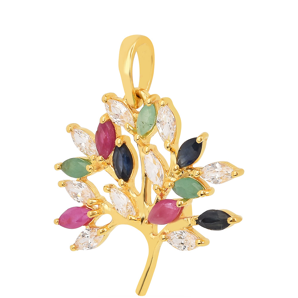 Pendente de Prata com Banho de Ouro com Rubi da Tailândia e Esmeralda do Brasil 2 