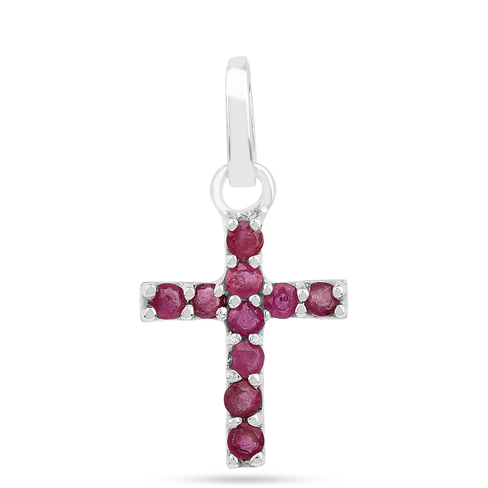 Cruz Pendente de Prata com Rubi da Tailândia 1 