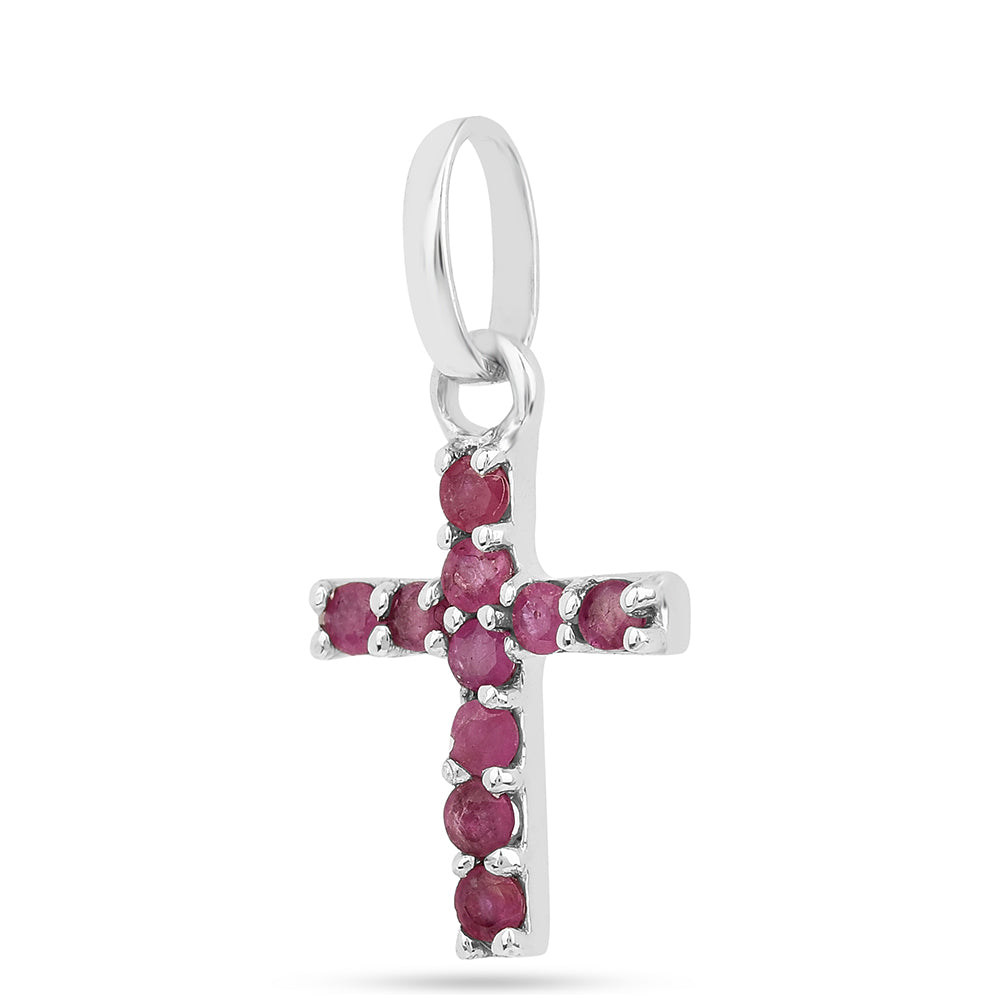 Cruz Pendente de Prata com Rubi da Tailândia