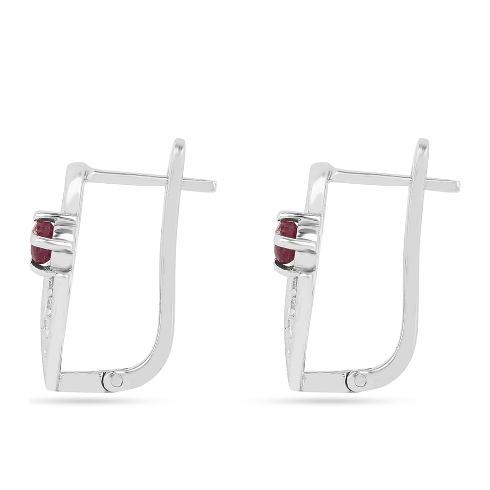Brincos de Prata com Rubi da Tailândia e Zircão Branco 2 
