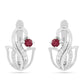 Brincos de Prata com Rubi da Tailândia e Zircão Branco